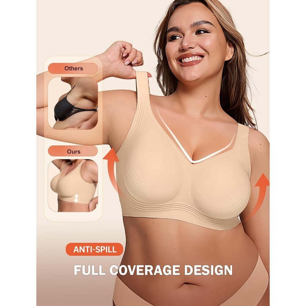 Wireless Full Coverage Support Bra Plus Size Seam… - image 3